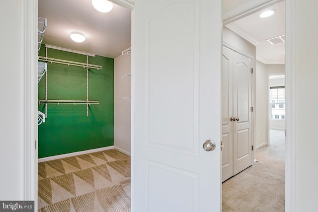 spacious closet with carpet floors