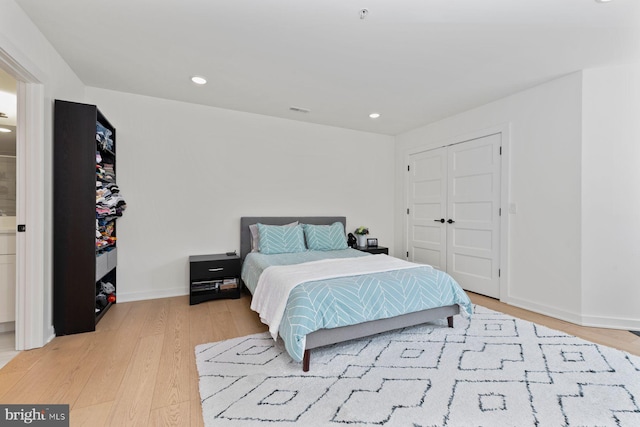 1716 Cambridge St Unit 3, Philadelphia, PA 19130 - bedroom with light wood-type flooring, baseboards, a closet, and recessed lighting