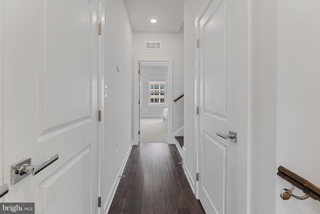 13244 Woodland Pond Pl, Herndon, VA 20171 - hallway featuring baseboards, dark wood-style floors, and recessed lighting