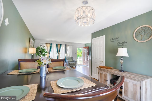 dining area with a chandelier