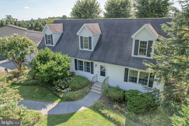 18418 Gravel Hill Rd, Georgetown, DE 19947 - cape cod house featuring entry steps, a front lawn, and a shingled roof