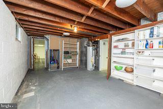 storage area featuring water heater