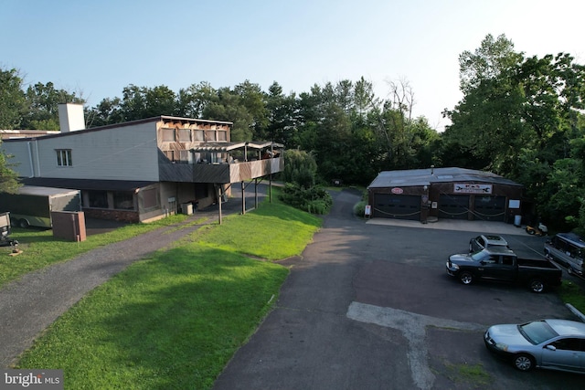 view of street with view of wooded area