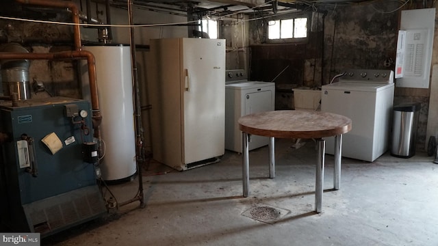 2236 Linden Ave, Baltimore, MD 21217 - below grade area featuring gas water heater and freestanding refrigerator