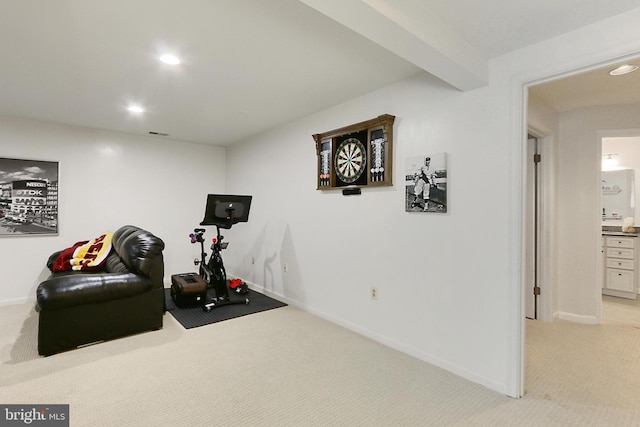 4501 Highland Green Ct, Alexandria, VA 22312 - exercise area featuring light colored carpet, recessed lighting, and baseboards