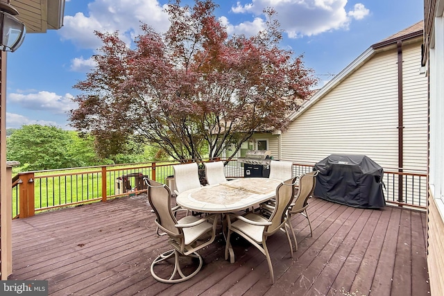 4501 Highland Green Ct, Alexandria, VA 22312 - wooden terrace with outdoor dining space and grilling area