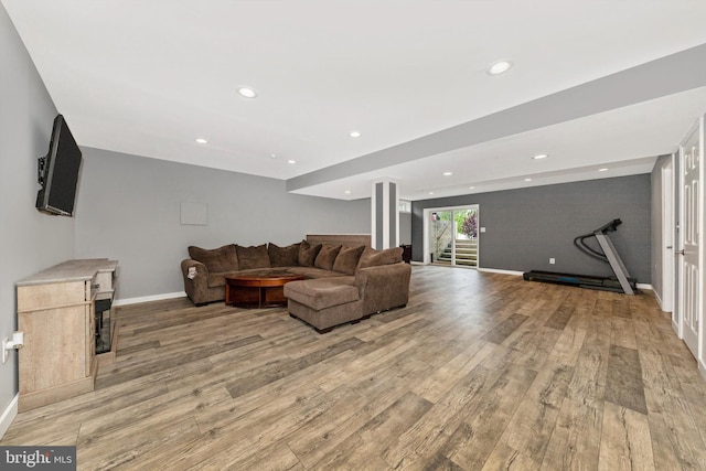 3001 Swiper Dr, Manchester, MD 21102 - living room with light wood-style flooring, baseboards, and recessed lighting