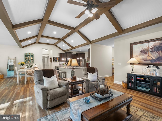 20 Parker Dr, Millsboro, DE 19966 - living area featuring baseboards, ceiling fan, recessed lighting, and wood finished floors