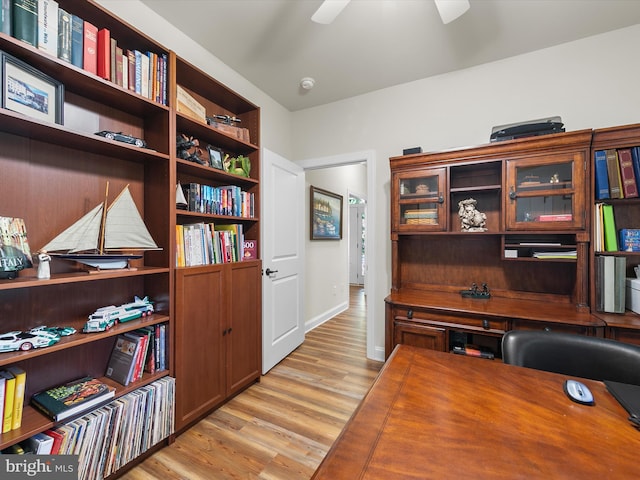 20 Parker Dr, Millsboro, DE 19966 - office area featuring light wood finished floors, ceiling fan, and baseboards