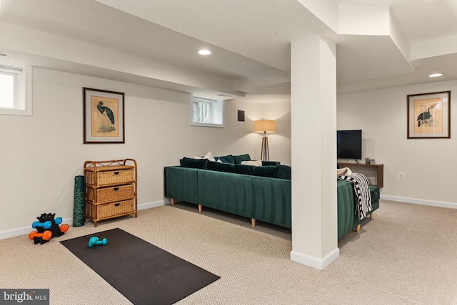 23 Linden Ave, Annapolis, MD 21401 - workout room with carpet floors, recessed lighting, and baseboards