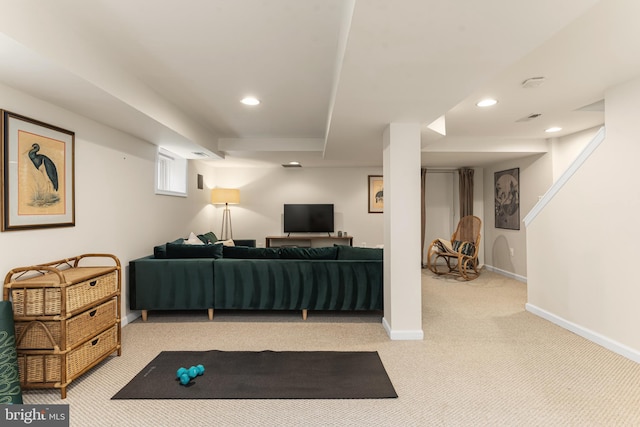 23 Linden Ave, Annapolis, MD 21401 - living room with light carpet, baseboards, and recessed lighting