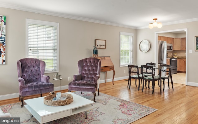 23 Linden Ave, Annapolis, MD 21401 - sitting room with crown molding, light wood-type flooring, and baseboards