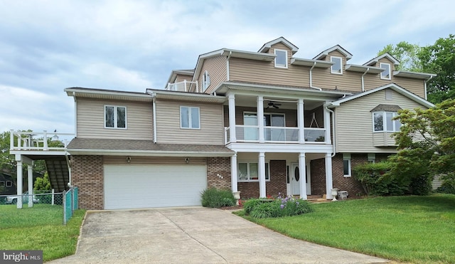 839 Shore Dr, Edgewater, MD 21037 - multi unit property with a balcony, brick siding, driveway, a garage, and a porch
