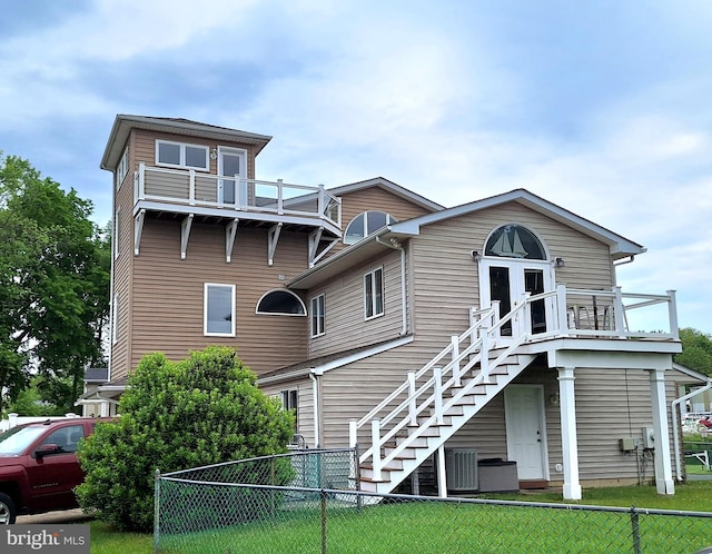 839 Shore Dr, Edgewater, MD 21037 - rear view of property featuring stairs and central AC unit