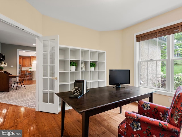 office area featuring wood finished floors