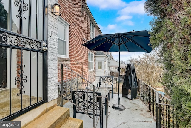 view of patio / terrace featuring entry steps