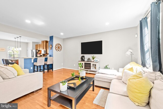 128 Michele Way Unit 38, Cinnaminson, NJ 08077 - living area with light wood-style flooring, recessed lighting, and baseboards