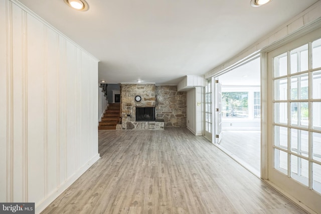 147 Heather Rd, Haddon Township, NJ 08107 - unfurnished living room with wood finished floors and a fireplace