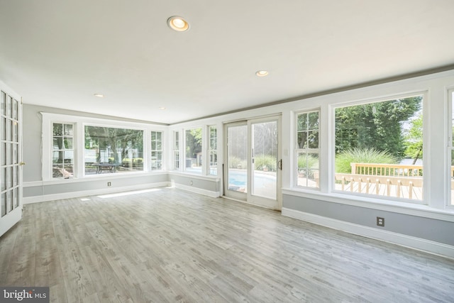 147 Heather Rd, Haddon Township, NJ 08107 - unfurnished sunroom with healthy amount of natural light, baseboards, wood finished floors, and recessed lighting