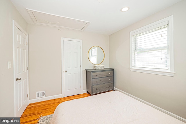 10021 Lorain Ave, Silver Spring, MD 20901 - bedroom featuring attic access, multiple windows, wood finished floors, baseboards, and recessed lighting