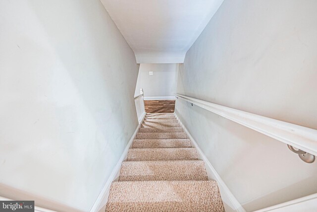 10021 Lorain Ave, Silver Spring, MD 20901 - staircase featuring carpet floors and baseboards