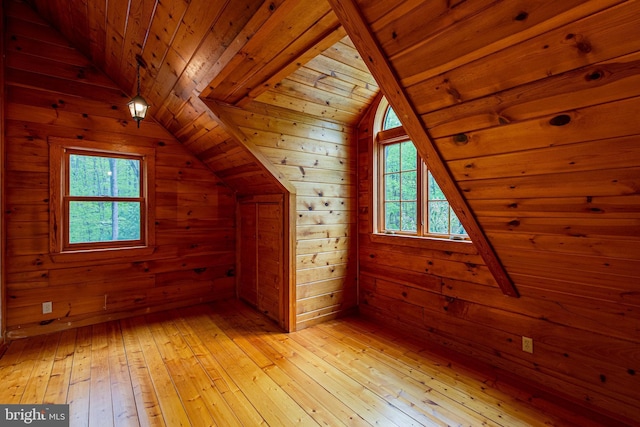821 Sand Ridge Rd, Howard, PA 16841 - additional living space featuring vaulted ceiling, light wood-type flooring, wood walls, and wooden ceiling
