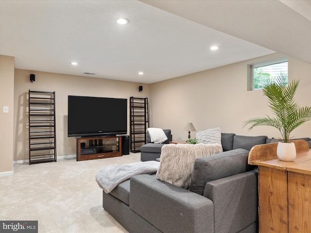 12906 Brafferton Ct, Herndon, VA 20171 - living area with light carpet, recessed lighting, and baseboards