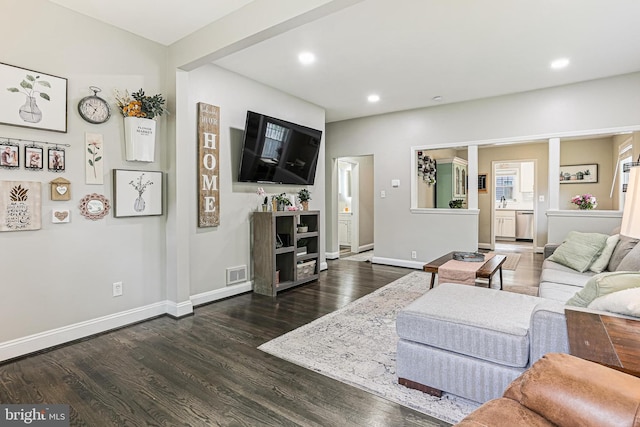 621 Jumpers Hole Rd, Severna Park, MD 21146 - living room featuring wood finished floors, recessed lighting, and baseboards