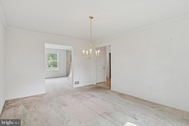 7 Gazelle Pl, New Castle, DE 19720 - unfurnished room with a chandelier, crown molding, carpet floors, and baseboards