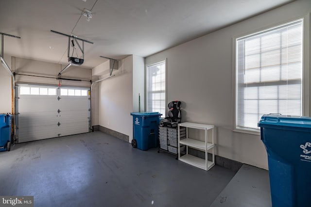 garage with a garage door opener