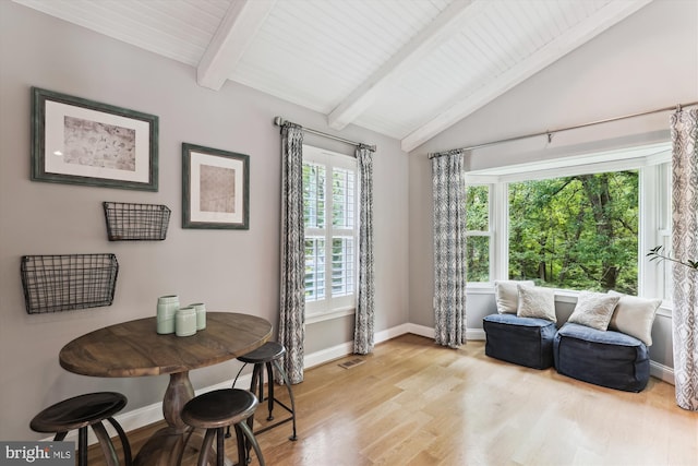 11476 Bronzedale Dr, Oakton, VA 22124 - dining room with light wood-type flooring, baseboards, and wood ceiling