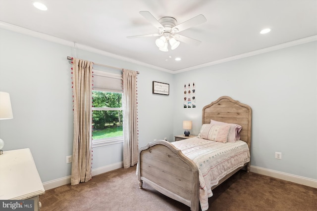 11476 Bronzedale Dr, Oakton, VA 22124 - bedroom featuring carpet, recessed lighting, baseboards, ceiling fan, and ornamental molding