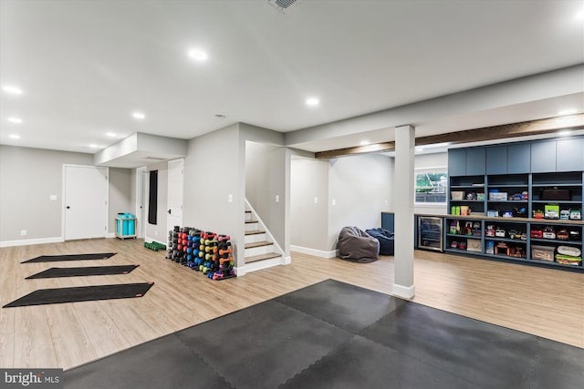11476 Bronzedale Dr, Oakton, VA 22124 - workout area featuring baseboards, wood finished floors, and recessed lighting