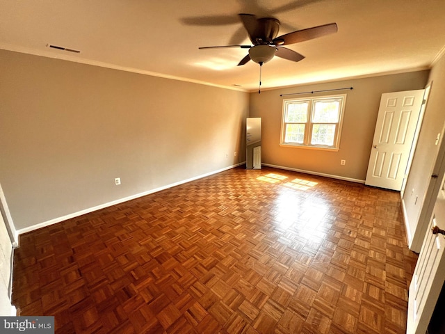 6572 Flagmaker Ct, Falls Church, VA 22042 - unfurnished room featuring a ceiling fan, ornamental molding, and baseboards