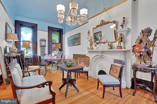 226 S 5th St, Reading, PA 19602 - sitting room with hardwood / wood-style flooring and a chandelier