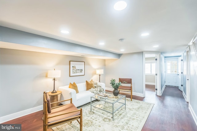 1778 Lang Pl NE, Washington, DC 20002 - living room with baseboards, dark wood-style flooring, and recessed lighting
