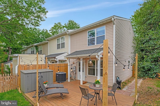 3424 Lockheed Blvd Unit F, Alexandria, VA 22306 - back of property with cooling unit, a wooden deck, and fence