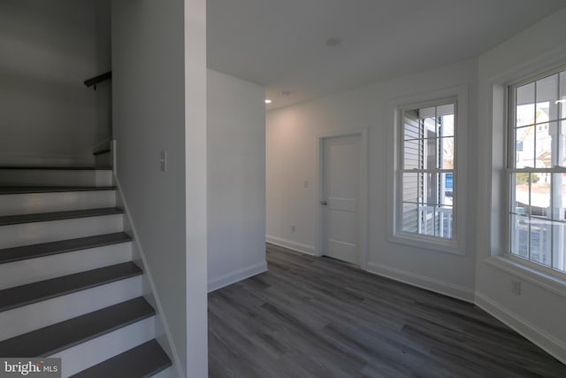 93 6th St W, Laurel, DE 19956 - stairway featuring wood finished floors, baseboards, and recessed lighting