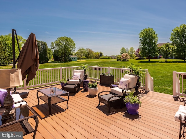 606 Borough Line Rd, Collegeville, PA 19426 - wooden terrace featuring outdoor lounge area and a lawn
