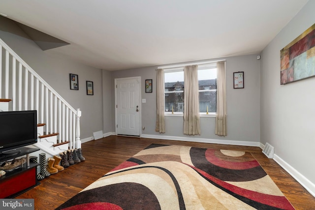 4504 Vista St, Philadelphia, PA 19136 - entrance foyer featuring wood finished floors, stairs, and baseboards