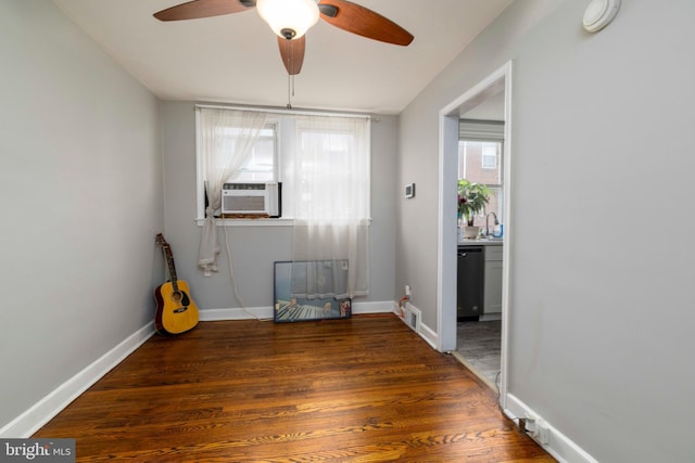 4504 Vista St, Philadelphia, PA 19136 - spare room with ceiling fan, wood finished floors, a sink, baseboards, and cooling unit
