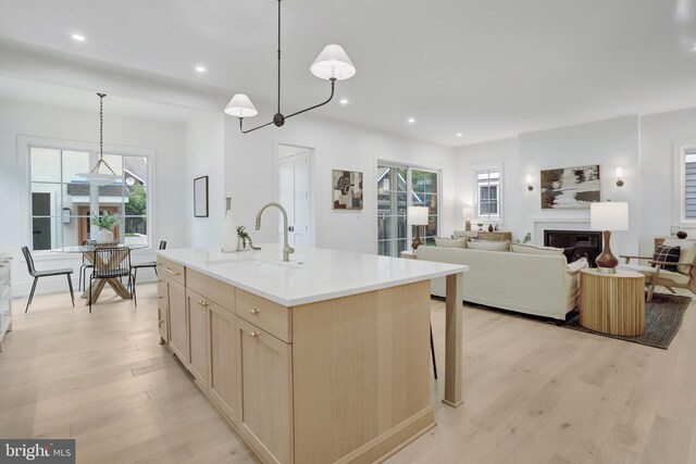 1416 N Hancock St, Arlington, VA 22201 - kitchen featuring light wood-type flooring, a sink, plenty of natural light, recessed lighting, and light countertops