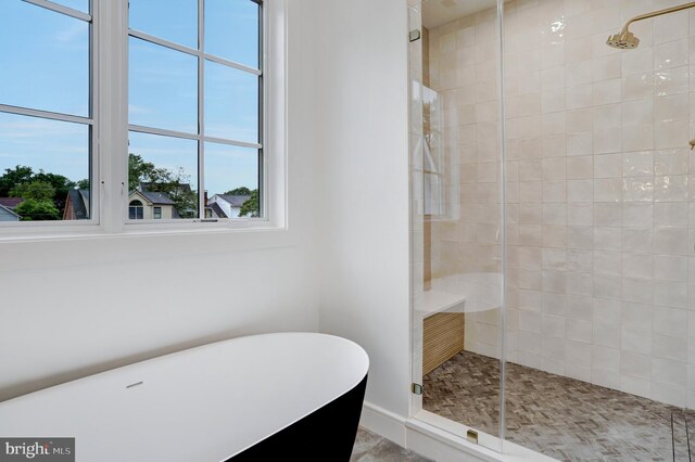 1416 N Hancock St, Arlington, VA 22201 - bathroom featuring a shower stall and a freestanding bath