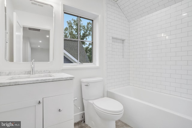 1416 N Hancock St, Arlington, VA 22201 - bathroom featuring toilet, vanity, baseboards, and washtub / shower combination
