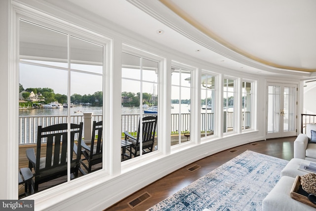 17 Revell St, Annapolis, MD 21401 - sunroom featuring a water view and french doors