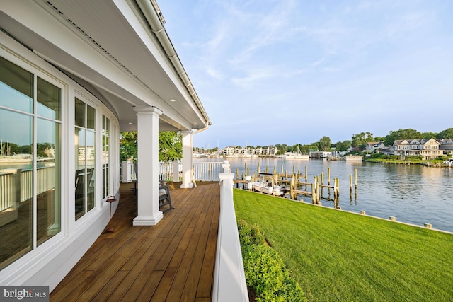 17 Revell St, Annapolis, MD 21401 - deck with a water view, a yard, and a boat dock