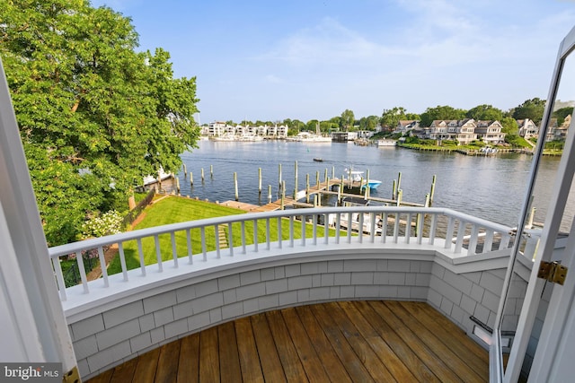 17 Revell St, Annapolis, MD 21401 - wooden terrace featuring a water view, boat lift, and a dock