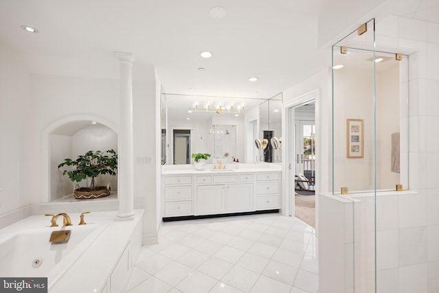 17 Revell St, Annapolis, MD 21401 - bathroom with vanity, a jetted tub, a shower stall, ensuite bathroom, and recessed lighting