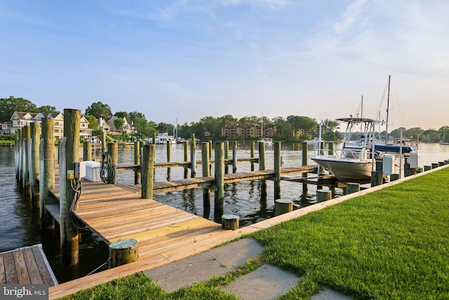 17 Revell St, Annapolis, MD 21401 - dock with a water view, boat lift, and a yard