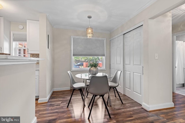 1716 W Abingdon Dr Unit 103, Alexandria, VA 22314 - dining room featuring dark wood-type flooring, baseboards, and ornamental molding